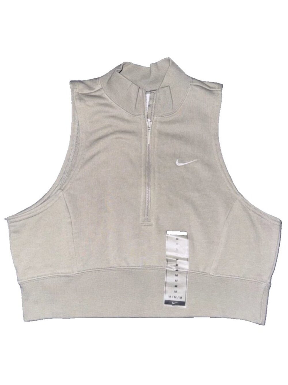 Nike Sports Bra Quarter Zip Size Medium New With Tags Light Olive Running Yoga
